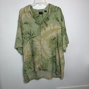 Izod Men’s Light Green Tropical Print Button-Down Shirt
